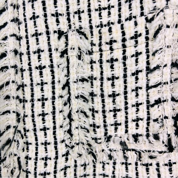 Apostrophe Women’s White Black Cream Tweed Zip Blazer Jacket - Size 14P - Picture 4 of 6